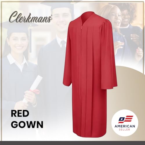 Image of CLERKMANS Unisex Adult Matte Graduation Gown, Choir Robe
