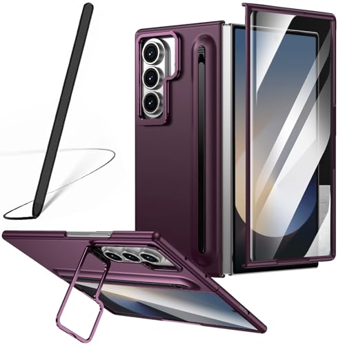 Coque Galaxy Z Fold 7 avec stylet et protection d'écran intégrée rouge