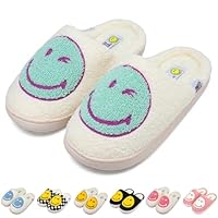SMILEYWORLD® Kids Slippers Boys Girls Memory Foam Plush Slipper Cozy Warm Indoor House Shoes,Green White,1/2 UK