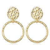 MUYAN Gold Plated Circle Clip On Drop Earrings for Women Non Piercing Clip Dangle Earrings Fashion Jewelry