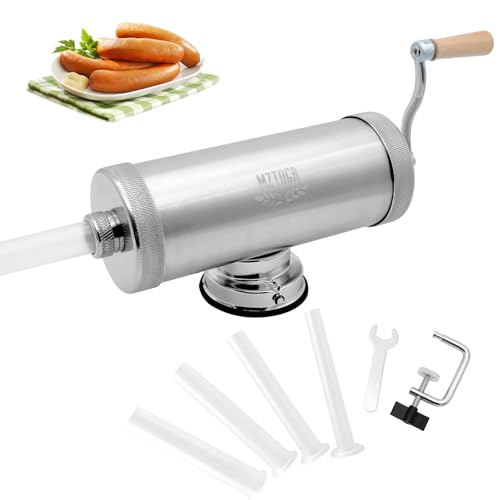 MZTOGR Sausage Stuffer Horizontal Stainless Steel Homemade Sausage Maker Meat Sausage Machine With Suction Base 5LBS
