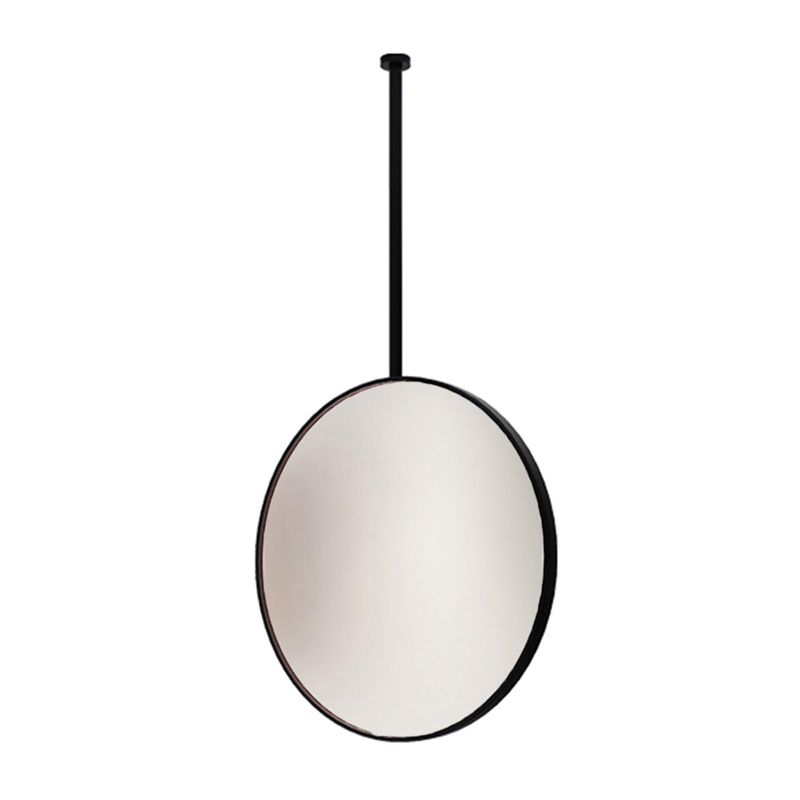 Miroir rond noir en fer avec fixation plafond robuste et verre haute definition