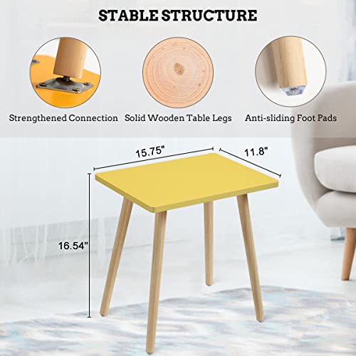 Foraofur Side Table, Small End Table Accent Table Living Room Bedroom Balcony Office, Modern Side Table Bedside Table Home Decor, Easy Assembly, (Yellow, 15.75D X 11.8W X 16.54H In) #TOP2