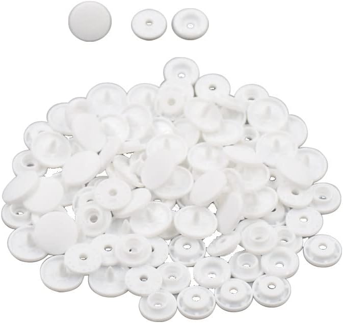White Plastic Snap Fasteners Size 20 100Sets Snap On Clothing Plastic Snap Button Matte T5 Round for Baby Clothes -A49