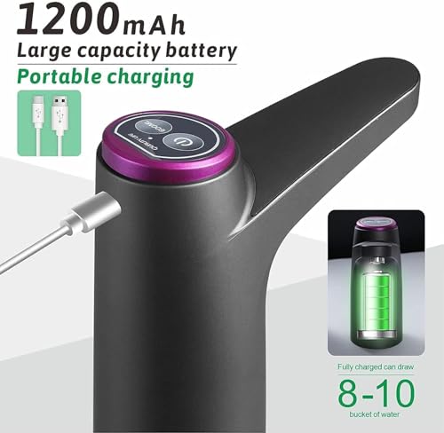 Image of TEKCOOL Electric Water Dispenser Pump for 20 Litre Bottle | Automatic Drinking Water Can Dispenser | Portable, Foldable, USB Rechargeable Pump for Home, Office, Outdoor - 1200mAh Battery (Standard),
