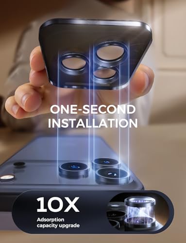 Image of MAGIC JOHN 2 pack for iPhone 17 Pro Max /17 Pro Camera Lens Protector,Blue | [Alignment Kit&1:1 Invisible Fit] 9H Aerospace Tempered Glass, Ultra HD, Metal Individual Ring