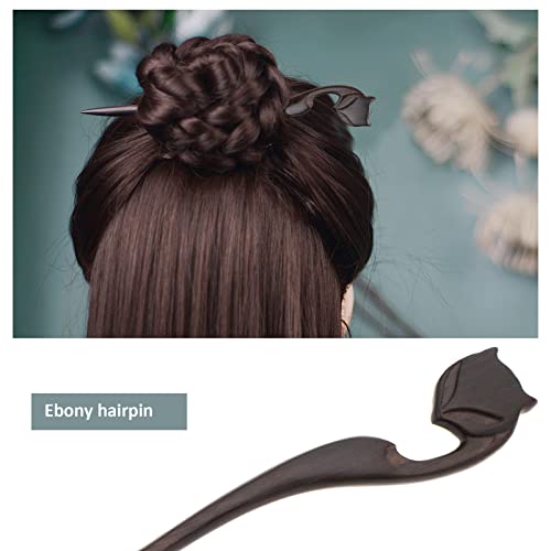 YINETTECH Wooden Fox Hair Stick Vintage Hair Fork Updo Hair Pin Traditional Chignon Pin Hair Accessories for Women Full Updos Low Bun Hairstyles - Image 2
