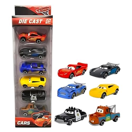 Kit 6 Carrinhos Metálicos Premium Miniaturas Inspiradas em Carros de Corrida Relâmpago McQueen Presente Infantil