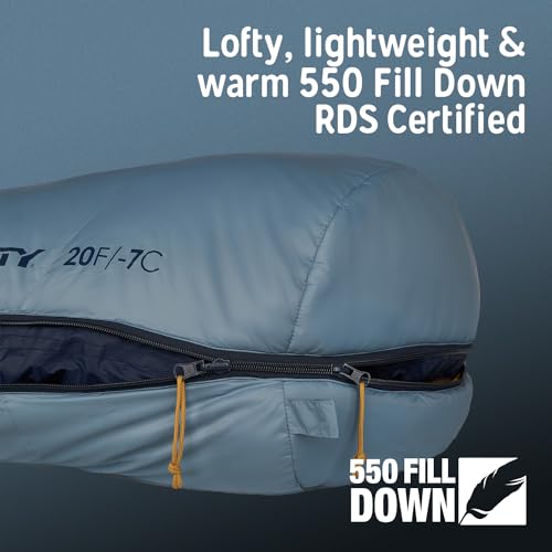 Image of Kelty Supernova Down Fill Sleeping Bag, 0 or 20 or 40 Degree Rating | Zip Two Together for a 2P Bag, Roomy Spoon Shape for Extra WIggle Room, PFC-Free Fabrics, Soft Taffeta Lining, Compressible