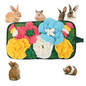 Rabbit Foraging Mat, Snuffle Mat for Small Dogs, Nosework Interactive Sniffing Mat for Cats Rabbits,Guinea Pigs Ferrets, Slow Feeding Mat for Foraging and Stress Relief, Machine Washable,10”X18”