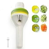 Yoyika Cortador de Verduras en Espiral Espiralizador Vegetal Manual Rallador de Verdura con 3 Cuchillas Incluye Cepillo de Limpieza, Utensilio de Cocina Profesional para Zanahoria, Pepino, Calabacín