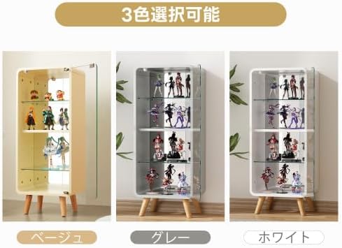 Collection Case, Collection Shelf, Glass Display Cabinet, 4 Tiers, Height Adjustable, Figure Storage, Rear Mirror, Tempered Glass Shelf, Width 14.2 x Depth 10.2 x Height 35.0 inches (36 x 26 x 89
