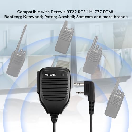 Image of Retevis Walkie Talkie Shoulder Microphone,Kevlar Cable,10 Pack