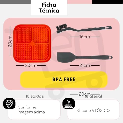 Comedouro Pet Tapete Lambe Lambe Interativo Lento Educativo Para Cães e Gato Silicone Filhote Adulto