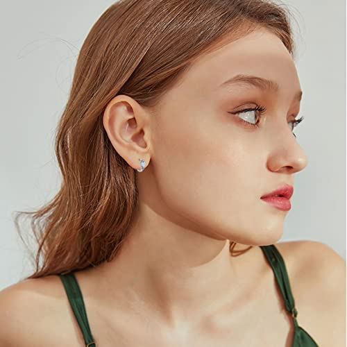 Opal Hoop Earrings For Women Teen Girls S925 Sterling Silver Small Hoop Earrings Hinged Huggie Earrings Opal Hoops Celtic Knot Heart Earrings Dainty Opal Jewelry Gifts For Mom Grandma Daughter #TOP3