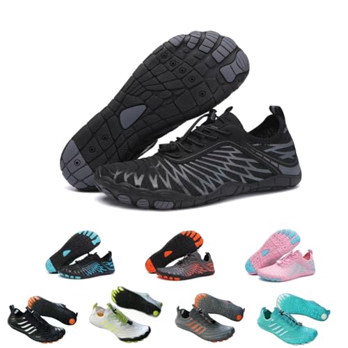 Barefoot Shoes Women,2025 New Hike Barefoot Shoes for Women Men - Breathable & Non-Slip Athletic Footwear, Wide Toe Water Shoes, Neuropathy Shoes for Women, Women's Water Shoes, Non-Slip Wide Toe Water Shoes for Women Men, Surfing Quick Dry Sports Shoes (Black - 1, Adult, Men, 10, Numeric Range, US Footwear Size System, 10.5, Medium)