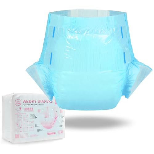 Image of Littleforbig Adjustable Tapes Adult Diaper 10 Pieces - ABDry Ultra Absorbent Diapers 6500 mL Blue (Large 36 inch-48 inch)