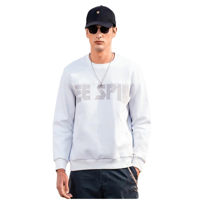 ZVX 370G Heavy Air Layer Sweater Men's Spring and Autumn American Retro Long Sleeve Underwear Top White