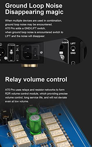 Image of KGUSS Topping A70Pro Fully Balanced Headphone Amplifier Preamp - 17000mWx2 Output Power, 2 Gain, R2R Relay Volume Control, Full Color Dispaly HiFi Audio Support Extensions(Silver)