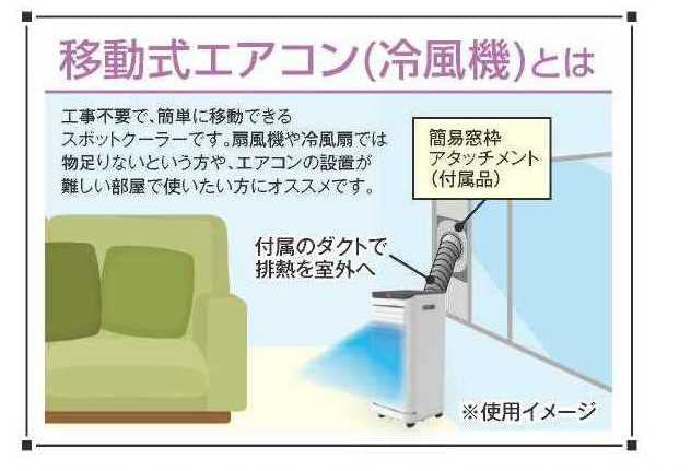 エスケイジャパン 移動式エアコン 冷風機 衣類乾燥除湿機 スポットクーラー 冷風 除湿 送風 工事不要 ノンドレン式 簡易窓枠付属 排気ダクト付属 リモコン付属 (2.6kW) SKJ-KY26A2