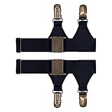 SupSuspen Sock Garters for Men 2PCS Adjustable Sock Suspenders Holders Metal Non-Slip Clips