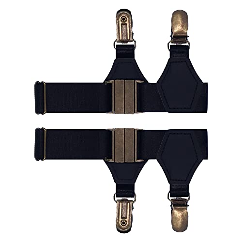 SupSuspen Sock Garters for Men 2PCS Adjustable Sock Suspenders Holders Metal Non-Slip Clips