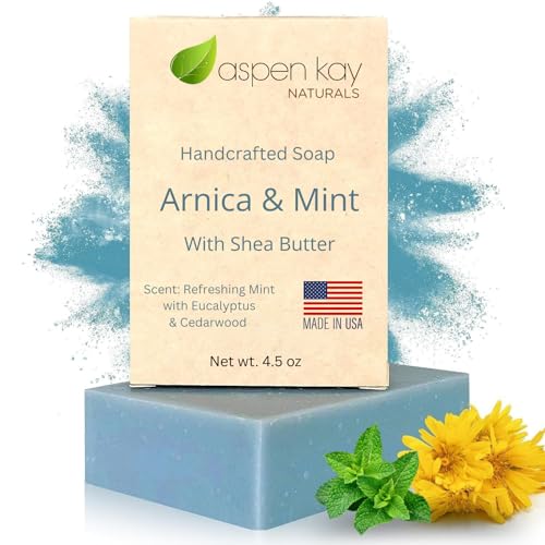 Aspen Kay Naturals Arnica Soap. With Organic Shea Butter, Arnica Oil & Pure Essential Oils. All Skin Types. Made in the USA. 4.5 oz Bar Aspen Kay Naturals Arnica Soap. With Organic Shea Butter, Arnica Oil & Pure Essential Oils. All Skin Types. Made in the USA. 4.5 oz Bar