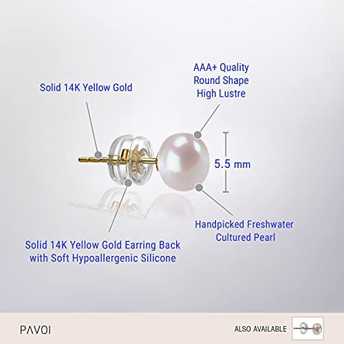 PAVOI 14K Gold AAA+ Handpicked White Freshwater Cultured Pearl Earrings Studs - Image 6
