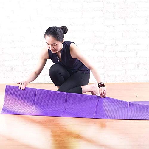 DieffematicYJD Mata do jogi Łatwe przenoszenie składania maty jogi PCV do fitness Pilates Siłownia (Color : Blu)