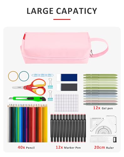 Image of Fmeida Pencil Case Pouch for Adult - Light Pink