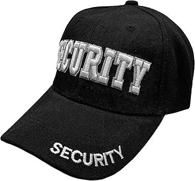 Image of 4 Pack Security Hat Baseball Ball Cap Black Embroidered Adjustable 100% Cotton