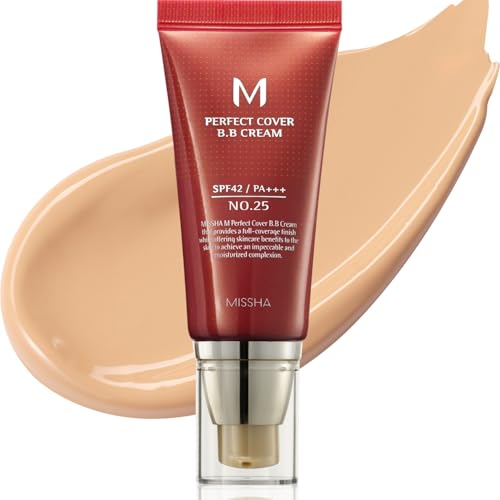 MISSHA M Perfect BB Cream No.25 Warm beige for light/medium with neutral skin tone SPF 42 PA +++ 1.69 Fl Oz - Tinted Moisturizer for face with SPF