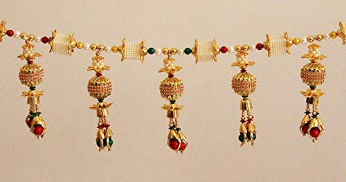 REPTUM DECOR Latest Traditional Hanging Handmade White CCB-Moti Zula Pearl Beads Bandarwal Toran for Main Door (Golden, 37 inch Length). - Image 2 thumbnail