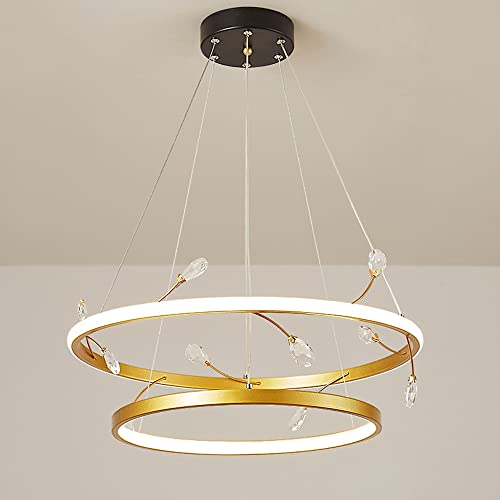 Éclairage de pendentif à longue ligne or 32W dimmable pour plafond de salle à manger
