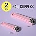 Nail Clippers Set - 2pc Soft Touch Pink Nail Clipper Value Pack, Big & Small Precision Nail Clippers Pack, Essential Manicure & Pedicure Tools