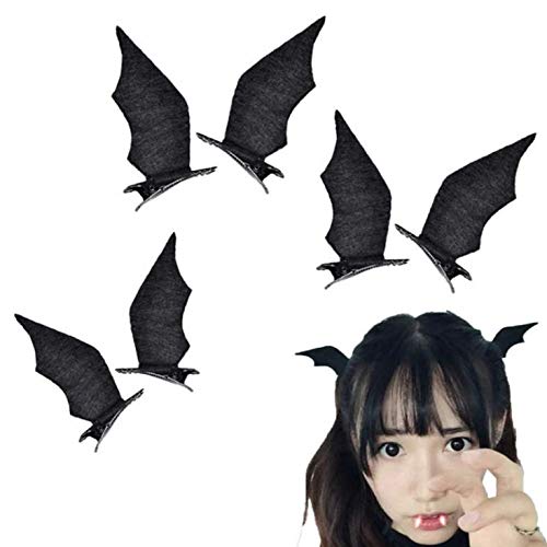 Miniatura 3 de 1 par de pinzas para el cabello de alas de murciélago de Halloween, pasadores de pelo de alas de diablo, horquillas de terror para cosplay (negro)