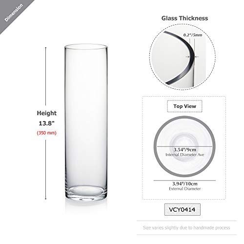WGVI WGV Clear Cylinder Glass Vase, 14-Inch, 4"x14"H - Image 2