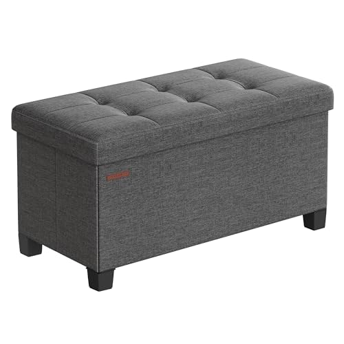 SONGMICS Storage Ottoman Bench – Slate Gray