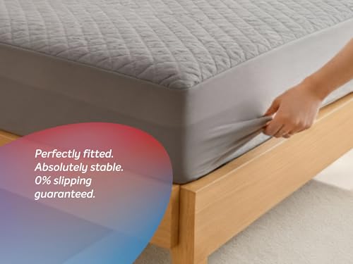 Image of Sleepwell Luxe Shield Mattress Protector | Ultrasonic Micro Peach Fabric |100% Waterproof Protection | Ultra Soft | Laser Stitch Quilting | Breathable & Moisture Wicking | Hypoallergenic | 75 x 72