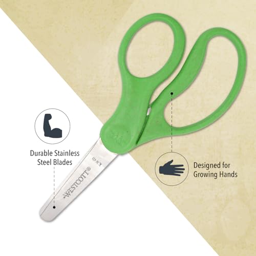 Image of Westcott 5 inch KleenEarth Scissors 6-Pack, for Kids Ages 4+, Eco-Friendly Recycled Scissors for School and Craft Projects