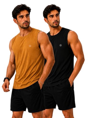 Image of CHKOKKO Sleeveless T Shirts Gym Vest for Men Workout Premium Cotton Blend