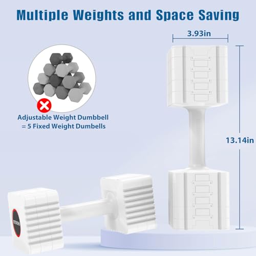 Image of Adjustable Weight Dumbbells Set of 2, 3.4lb /5.7lb /8lb /10.3lb /12.6lb Each Hand Weight Sets for Women /Men, Adjustable Dumbbells Set for Home Gym Fitness Workout Strength Training