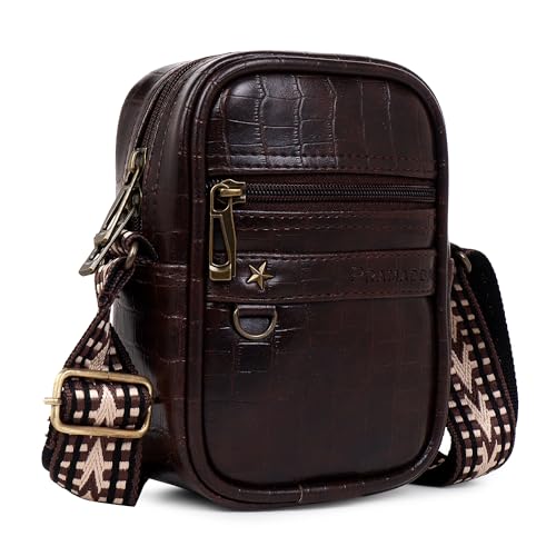 Image of Pramadda Pure Luxury Gloss Leather Small Sling Bag for Men | Chest Slinger bag | Crossbody Bag| Side Bag Men | Mini Leather Slings | Corporate Gift Item | Passport Sling.