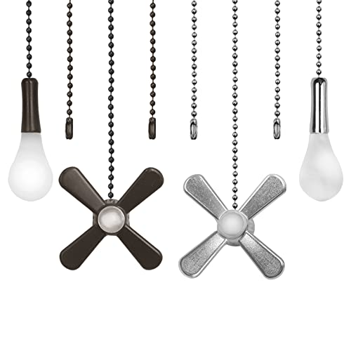 Juego de 4 cadenas de tracción para ventilador de techo, findTop con bombilla decorativa y colgante de cable de ventilador (ORB + plateado) Cover
