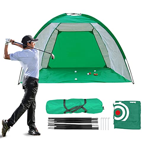 EZsport Golf Net, Golf Practice Net, Golf Net with Hitting Mat, Golf Driving Range Net with Target, Golf Training for Outdoor, Indoor, Backyard Golf Net, Quick Set Up Golf Hitting Net (118in Green)
