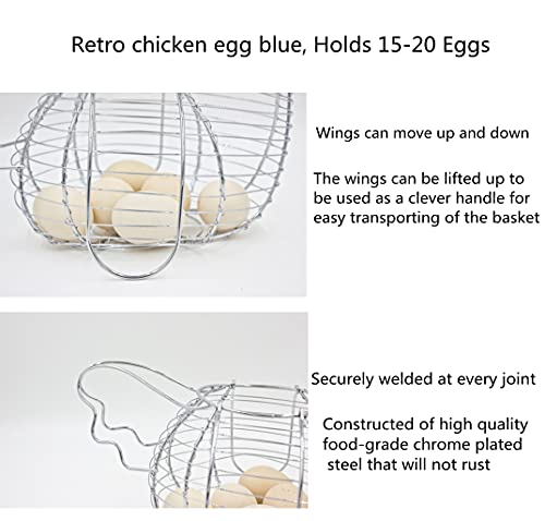 Aebor Chicken Egg Basket Holder Metal Wire Hen Shaped Kitchen Storage Rack, Egg Basket With Handle, Holds 15-20 Eggs, For Kitchen Living Room Home Décor Decoration Storage #TOP2