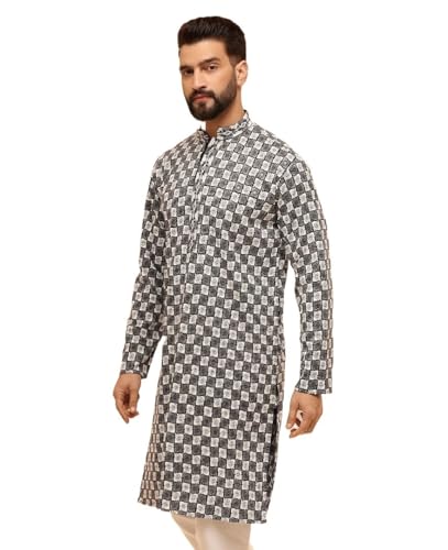 Sojanya (Since 1958 Men'S Cotton Rayon Embroidered Sequinned Only Long Kurta