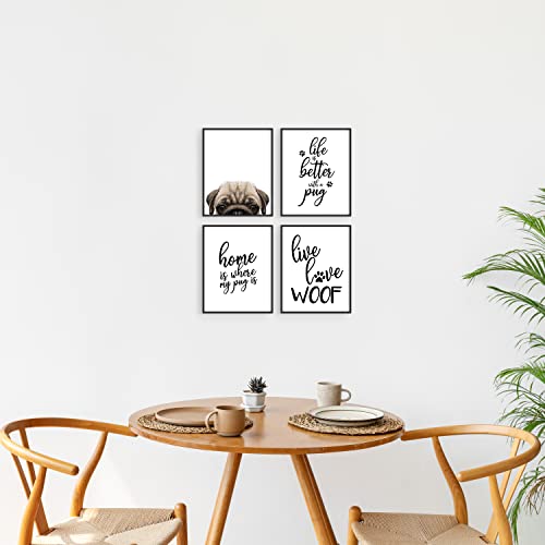 Summit Designs Pug Wall Art Décor Prints – Set Of 4 (8X10) Unframed Poster Photos – Dog Puppy Quotes #TOP7
