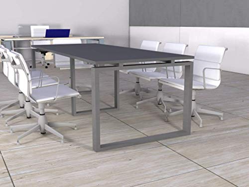 OFICIT Mesa de Reunion de Marco Cerrado de 240cm x 100cm en Color del Tablero Gris, Color Estructura Gris, Entrega de 3 a 5 días hábiles.