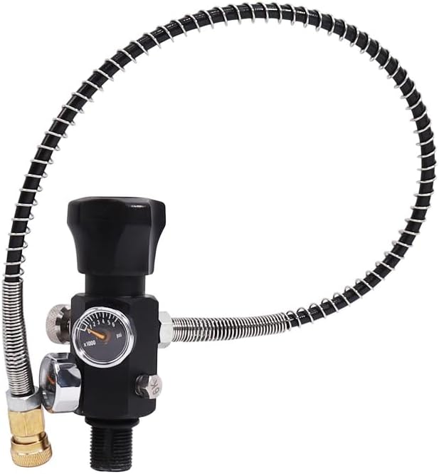 4500Psi 300Bar Fill Station Charging Valve M18×1.5 with Dual 6000Psi Pressure Gauges and 24" High Pressure Hose